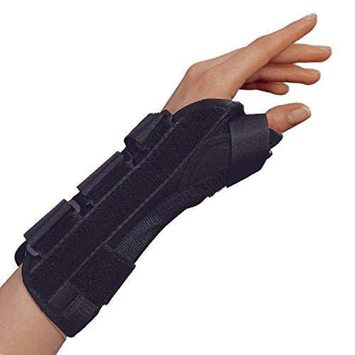 OTC Wrist-Thumb Splint, 8-Inch Adult for Men and Women, Lightweight Breathable, Black, Large Large (Pack of 1) 8 Inch (Left Hand)