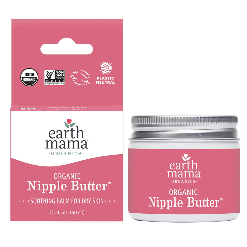 Organic Nipple Butter™ Breastfeeding Cream by Earth Mama | Postpartum Essentials Safe for Nursing, Non-GMO Project Verified, No Lanolin, 2-Fluid Ounce 2 Fl Oz (Pack of 1) - BeesActive Australia