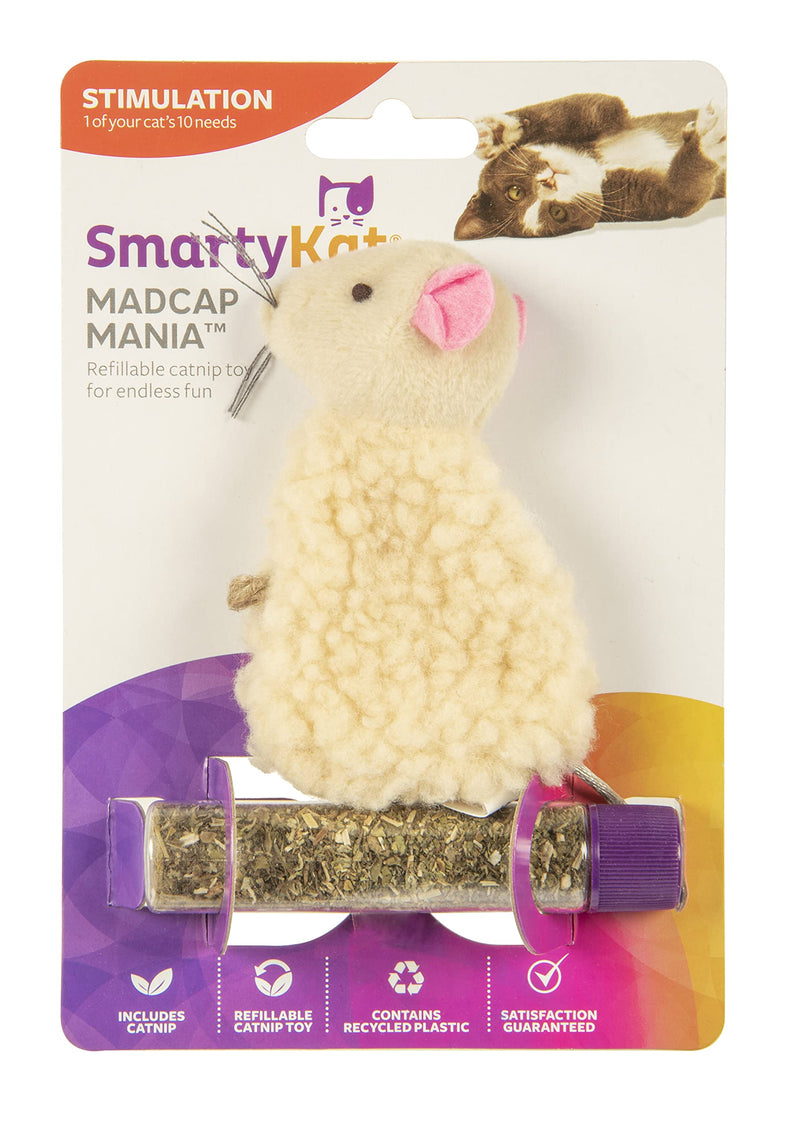 SmartyKat Madcap Mania Refillable Plush Catnip Cat Toy, Includes Catnip Tube - Randomly Selected Color, One Size - BeesActive Australia