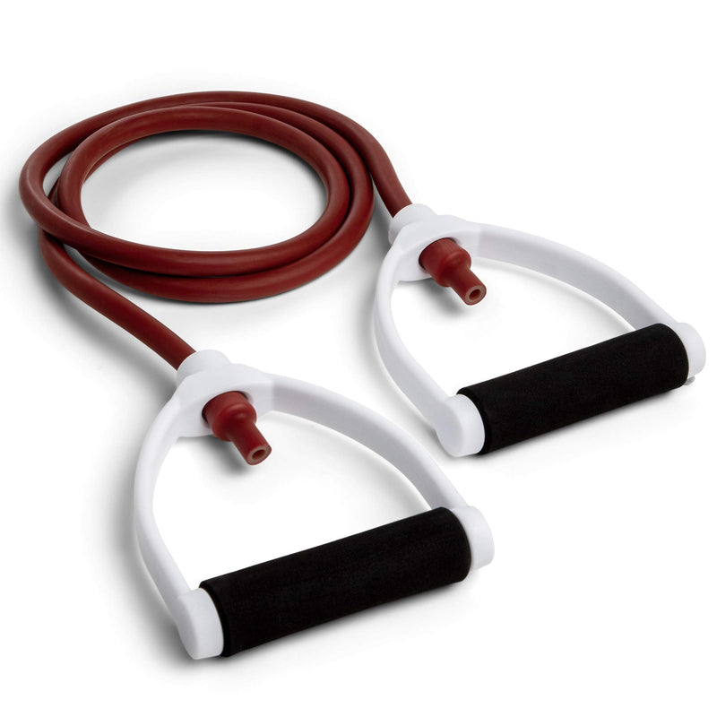 Champion Sports Resistance Tube Bands for Men and Women, Durable Stretch Fitness Band for Strength Training, Stretching, Rehabilitation- Premium Home Workout Equipment- 40 Lbs Resistance Tubing-Maroon - BeesActive Australia