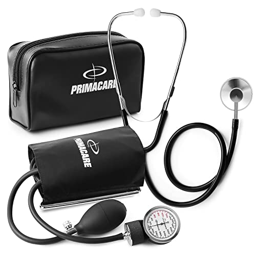 PrimaCare DS-9195 Professional Adult Size Classic Series Blood Pressure Kit with D-Ring Cuff, Nylon BP Kit, Aneroid Sphygmomanometer with Stethoscope 1