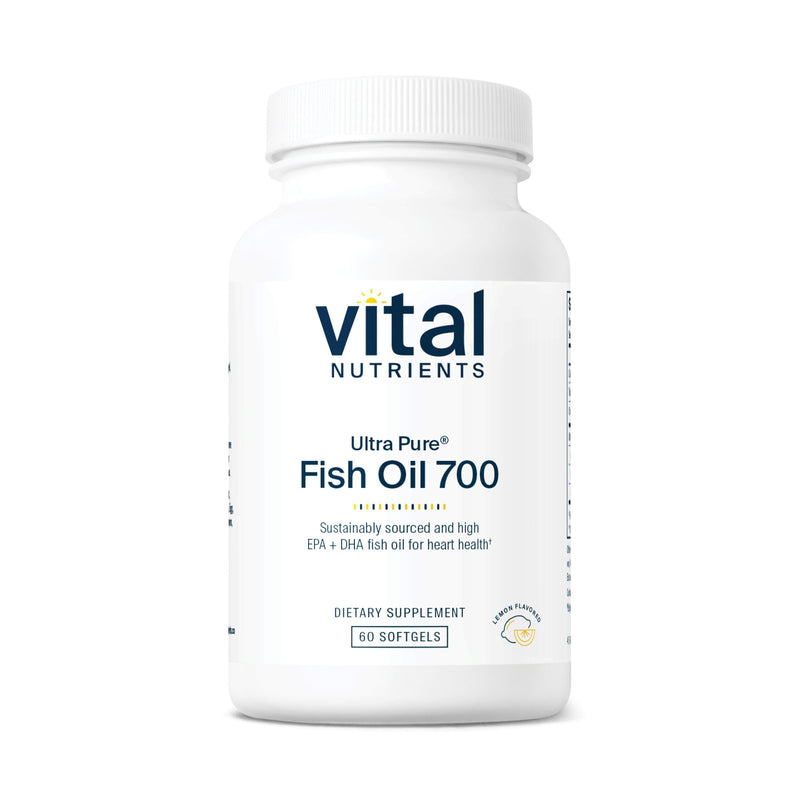 Vital Nutrients Ultra Pure Fish Oil 700 - Supports Heart, Brain, and Joint Health* - Sustainably Sourced High EPA & DHA Omega-3 Fatty Acid - Lemon Flavor - Gluten, Dairy & Soy Free - 60 Softgels 60 Count (Pack of 1)