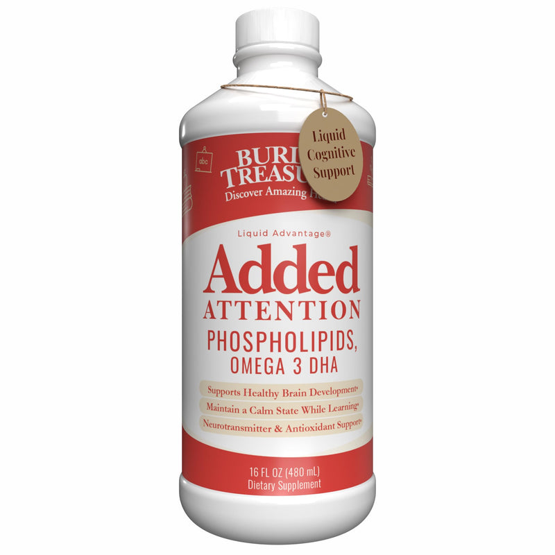Buried Treasure - Added Attention - Children's Learning Support with GABA DHA Vitamin B and Herbal Blend - Aid Healthy Brain Functions - Improved Short-Term Auditory Memory Focus & Behavior 16.54 oz
