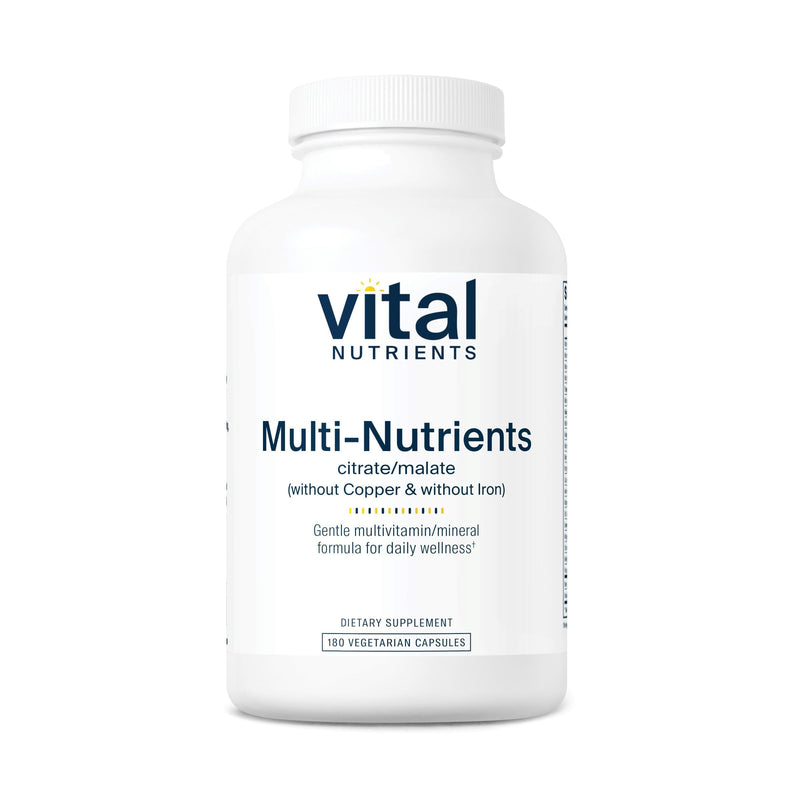 Vital Nutrients Multi-Nutrients 3-Vegetarian Multivitamin-Citrate/Malate Formula-Without Copper or Iron- Multi Vitamin, Mineral, & Antioxidant Supplement- Gluten, Dairy, Soy Free-Non-GMO-180 Capsules