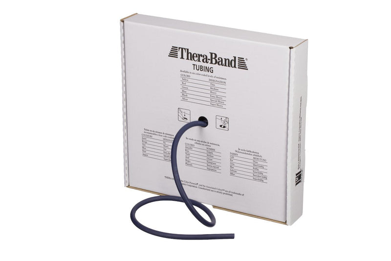 THERABAND Resistance Tubes, Professional Latex Elastic Tubing for Upper & Lower Body, Core Exercise, Physical Therapy, Lower Pilates, at-Home Workouts, & Rehab Blue - Extra Heavy - Level 5 25 Foot - BeesActive Australia