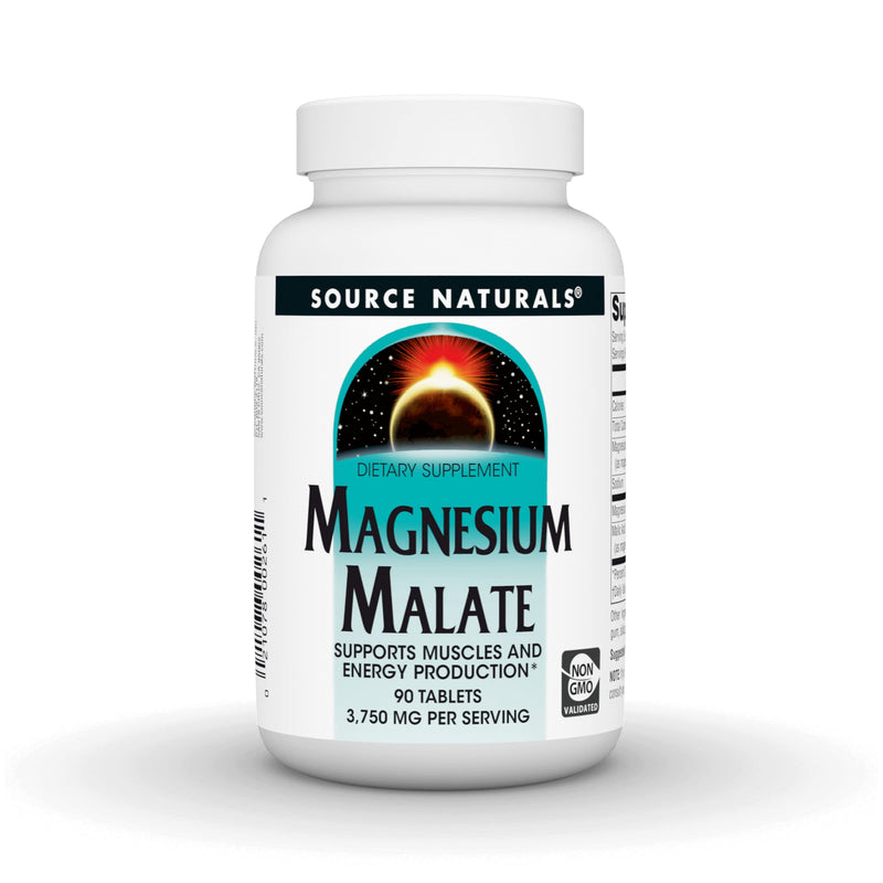 Source Naturals Magnesium Malate, Supports Muscles and Energy*, 3,750 MG per Serving - 90 Tablets Unflavored 90 Count (Pack of 1) - BeesActive Australia