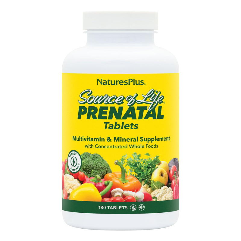 NaturesPlus Source of Life Prenatal - 180 Tablets - Multivitamin & Mineral Supplement with Iron - Nutritional Support for Pregnancy - Gluten Free, Vegetarian - 90 Servings 180 Count (Pack of 1)
