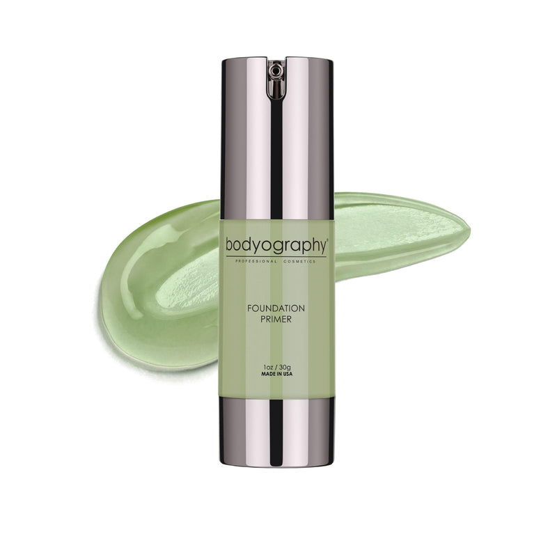 BODYOGRAPHY Foundation Primer (Green) | Flawless Anti-Aging Makeup Base with Vitamin E, A, Jojoba & Grapeseed Oil | Shine Control, Smooth Finish | Salon-Quality, Gluten-Free, Cruelty-Free | 1 oz Green