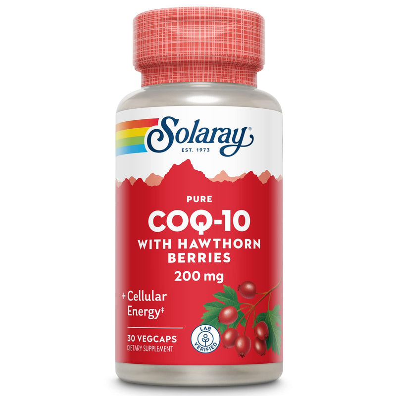 SOLARAY Pure CoQ-10 200 mg | Healthy Heart Function & Cellular Energy Support | Enhanced with Herb Blend | 30 VegCaps