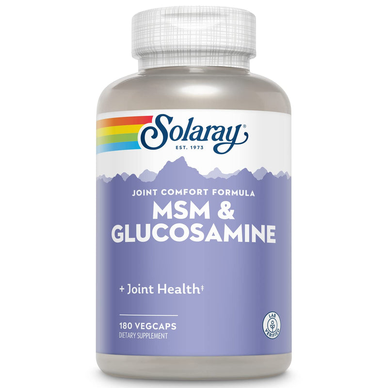SOLARAY MSM & Glucosamine, 180 Capsules | Joint & Connective Tissue Support, Collagen Synthesis Support MSM & Glucosamine, Lab Verified