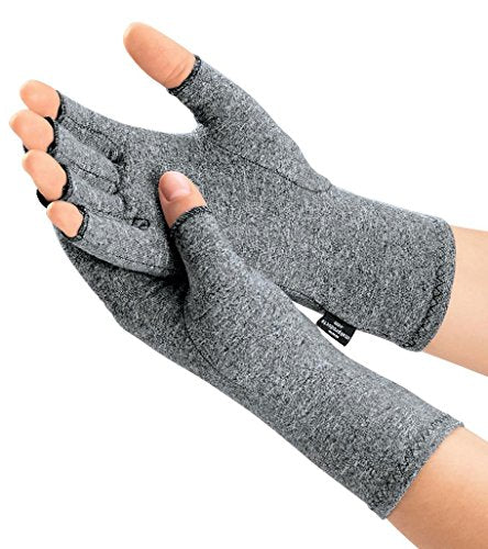 IMAK Compression Arthritis Gloves - Fingerless, Support for Joint Pain & Circulation, Unisex, Compression Gloves Small Grey