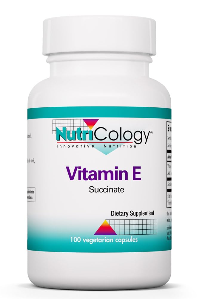 Nutricology Vitamin E Succinate 400 IU, 100 Capsules | 400 IU d-Alpha-Tocopheryl Succinate Dry Powder for Antioxidant and Energy Support, Hypoallergenic Formula