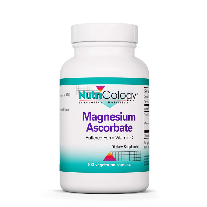 NutriCology Magnesium Ascorbate Buffered Vitamin C, 100 Capsules | 1000 mg Stomach-Friendly Non-Acidic Vitamin C, Buffered Magnesium Ascorbate, Vegetarian and Hypoallergenic