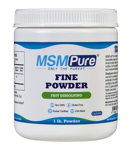 KALA HEALTH MSMPure Fast Dissolving Fine MSM Powder Crystals – US-Made MSM for Joint Health, Skin Appearance, and Hair & Nail Support – 1 lb, Organic Sulfur Unflavored 1 Pound (Pack of 1)