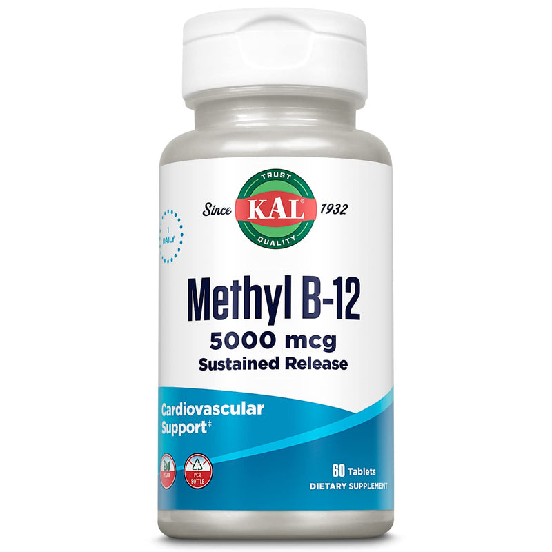 KAL Vitamin B12 Methylcobalamin 5000mcg, Healthy Energy, Metabolism, Nerve & Red Blood Cell Support,* Fast Dissolve ActivMelts, Optimal Absorption, Natural Raspberry Flavor, 90 Servings, 90 Micro Tabs | Cellular Energy, Metabolism, Heart, Nerve Support...