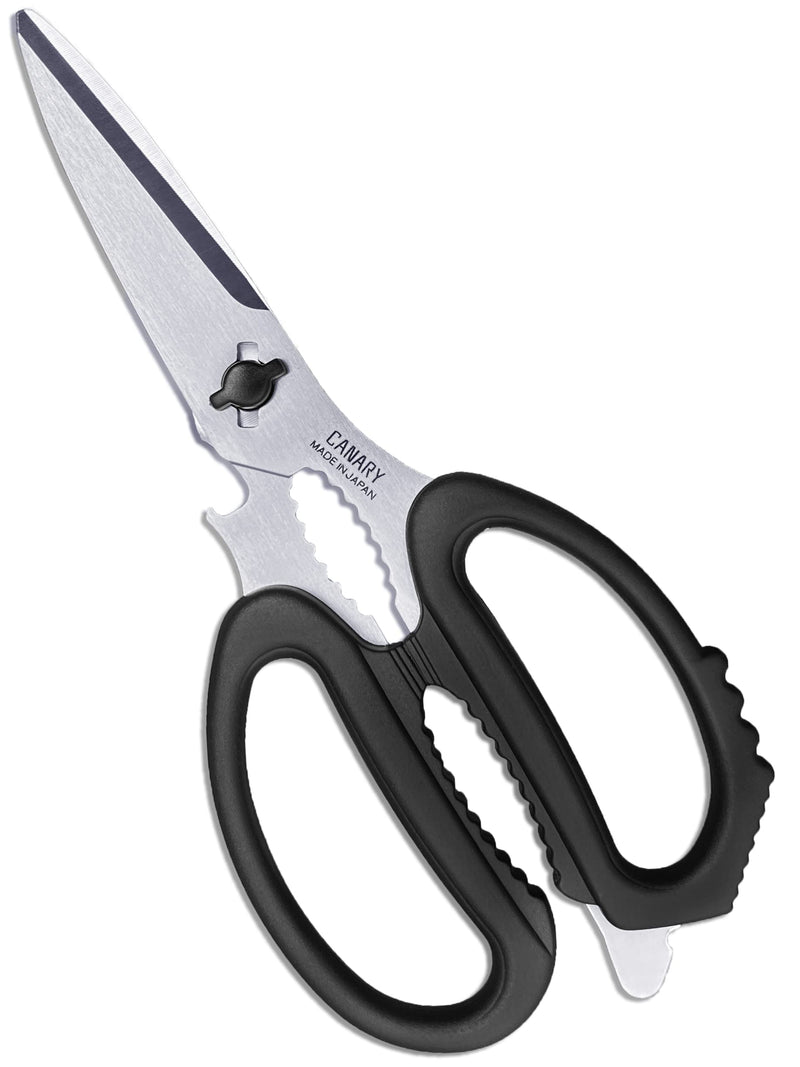 CANARY Japanese Kitchen Scissors Heavy Duty 8.2", Made in JAPAN, Dishwasher Safe Come Apart Blade, Multipurpose Kitchen Scissors, Sharp Serrated Japanese Stainless Steel, Black Black (El-210) - BeesActive Australia
