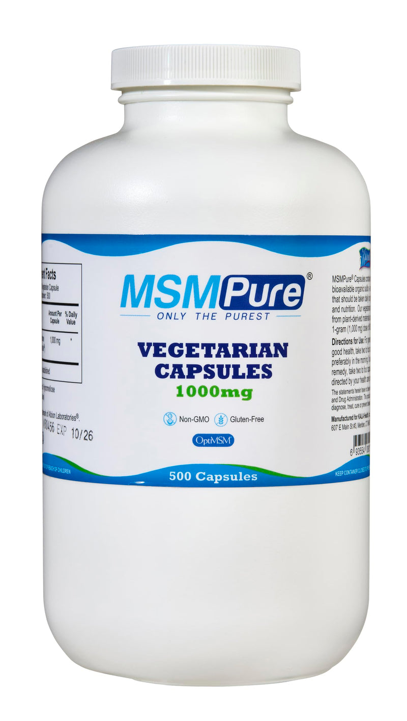 KALA HEALTH MSMPure MSM Vegetarian Capsules ‚Äì 1,000 mg US-Made MSM per Capsule for Joint Health, Skin Appearance, Hair & Nail Support ‚Äì 500 Count, Organic Sulfur 500 Count (Pack of 1) - BeesActive Australia