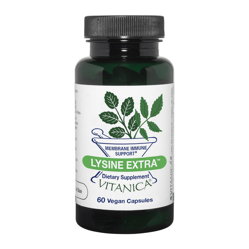 Vitanica Lysine Extra - Supplement for Immune System & Cellular Membrane Support - Made with L-Lysine, Lemon Balm, Astragalus, & Vitamin C - Vegan - 60 Capsules Pro Logo - 60 Capsules