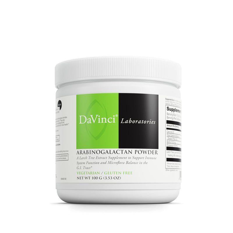 DAVINCI Labs Arabinogalactan Powder - Probiotic Support Supplement Aids Immune System, GI Health & Microflora Balance* - Prebiotic Fiber Supplement with Larch Tree Extract - 20 Servings (100 g)