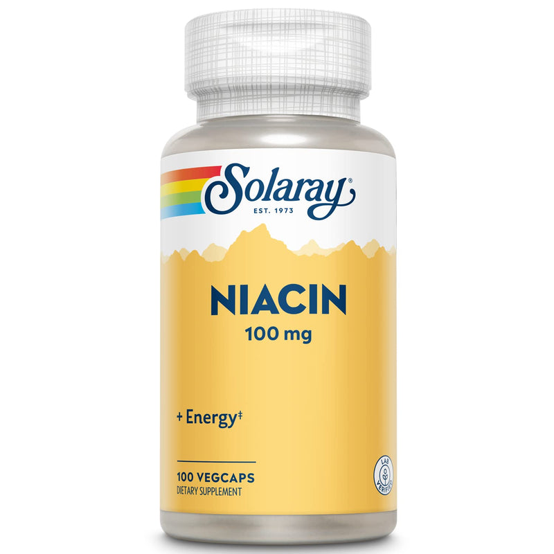 Solaray Niacin 100mg, Nervous System Support, 100 Veg Capsules | Vitamin B3 Niacin Supplement for Women & Men, Supports Cellular Health