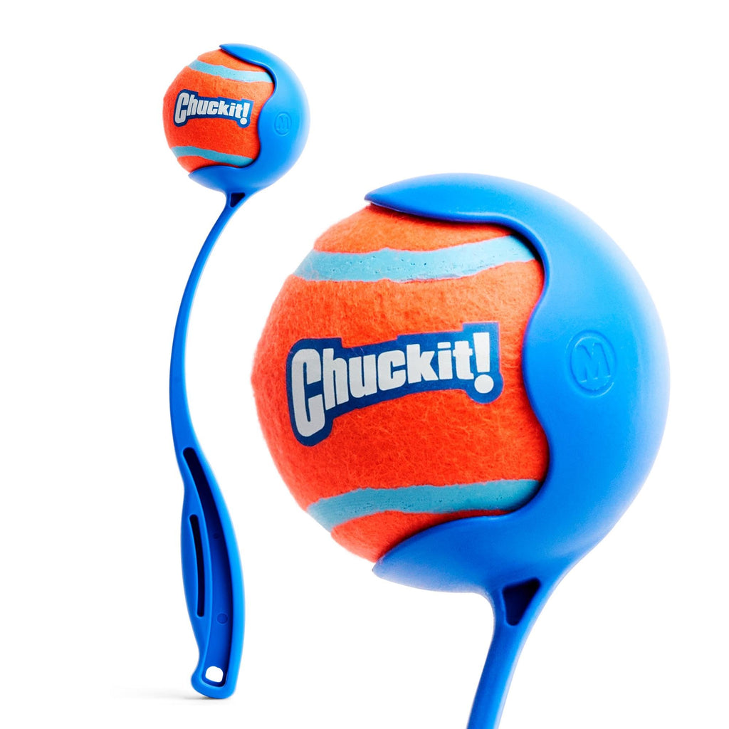 Chuckit! Sport 12M Dog Ball Launcher - Includes a 2.5-inch Diameter Medium Ball for Dogs 20-60 Pounds - Manual Tennis Ball Thrower With a Slim Ergonomic Handle - 12-inch Length Chucker 12in