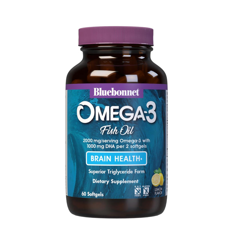 Bluebonnet Nutrition Omega-3 Brain Formula Natural Wild Caught Triglyceride Form DHA 860 mg EPA 120 mg - Highly Concentrated Cognitive Health & Wellness Support Supplement - Gluten-Free - 60 Softgels | Brain Health; Gluten-Free, Soy-Free, Dairy-Free