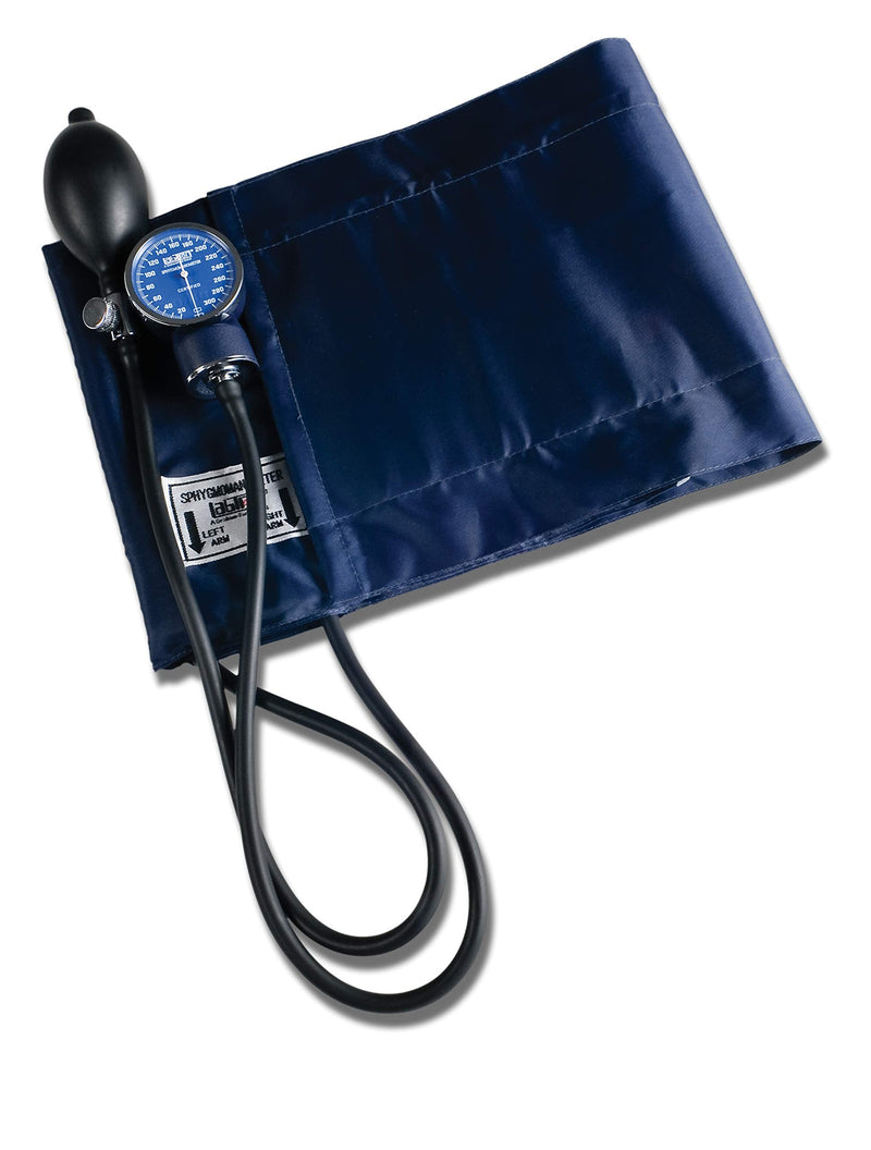 Graham-Field Manual Blood Pressure Monitor – Adult Thigh Size, Blue BP Cuff with Aneroid Gauge and Carry Case