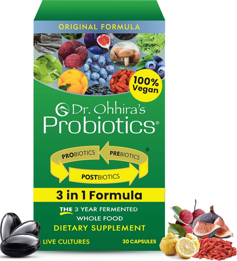 Dr Ohhira's 3-in-1 Probiotics, Prebiotics and Postbiotics to Support Digestive Health for Men & Women | Support Complete Gut Health with Pre, Pro and Post biotics Supplement | 30 Vegan Capsules Unflavored 30 Count (Pack of 1)