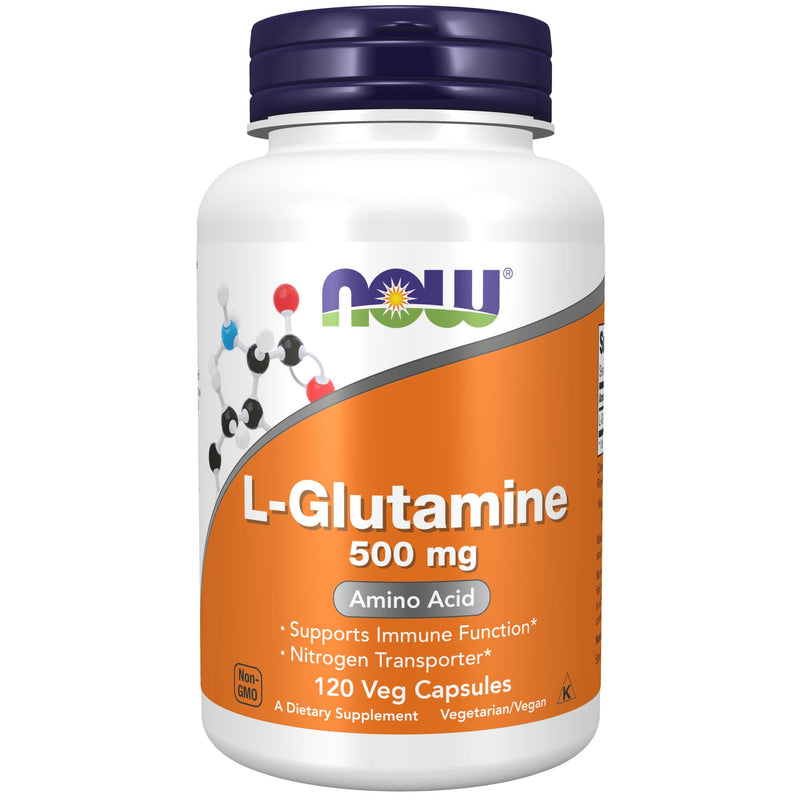 NOW Supplements, L-Glutamine 500 mg, Nitrogen Transporter*, Amino Acid, 120 Veg Capsules 120 Count (Pack of 1) - BeesActive Australia