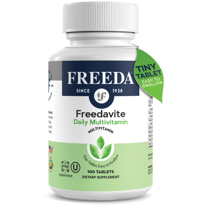 Freedavite Tiny Tablet - Moderate Multivitamin for Men and Women - Vitamin A, C, D, E, B1, B2, B6, B12, Biotin, Calcium, Zinc, Iron, Magnesium, Manganese, Copper, Selenium, Iodine - 100 Count | Supports Energy, Immunity, Bone & Brain Health – 20 Essent...