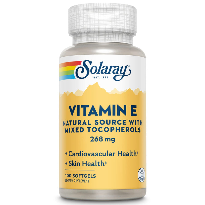 SOLARAY Vitamin E d-Alpha Tocopherol 268mg (400 IU) | Heart & Skin Health, Antioxidant Activity Support | 100ct Unflavored 100 Count (Pack of 1)