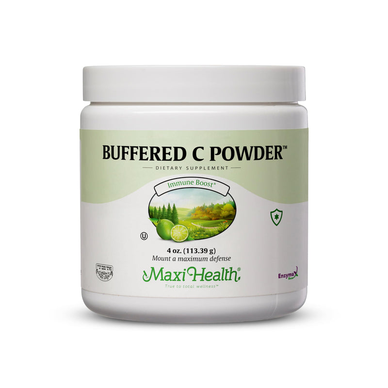 Maxi Health® Vitamin C Powder, Buffered & Stomach-Friendly (4 Oz) | Kosher | Buffered Vitamin C Powder | Gentle, Stomach-Friendly Immune Support | Vegan | Doctor Formulated