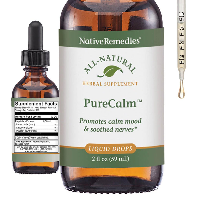 Native Remedies PureCalm - All Natural Herbal Supplement Promotes Feelings of Calm During Times of Pressure, Stress or Nervous Tension - 59mL 2 Fl Oz (Pack of 1)