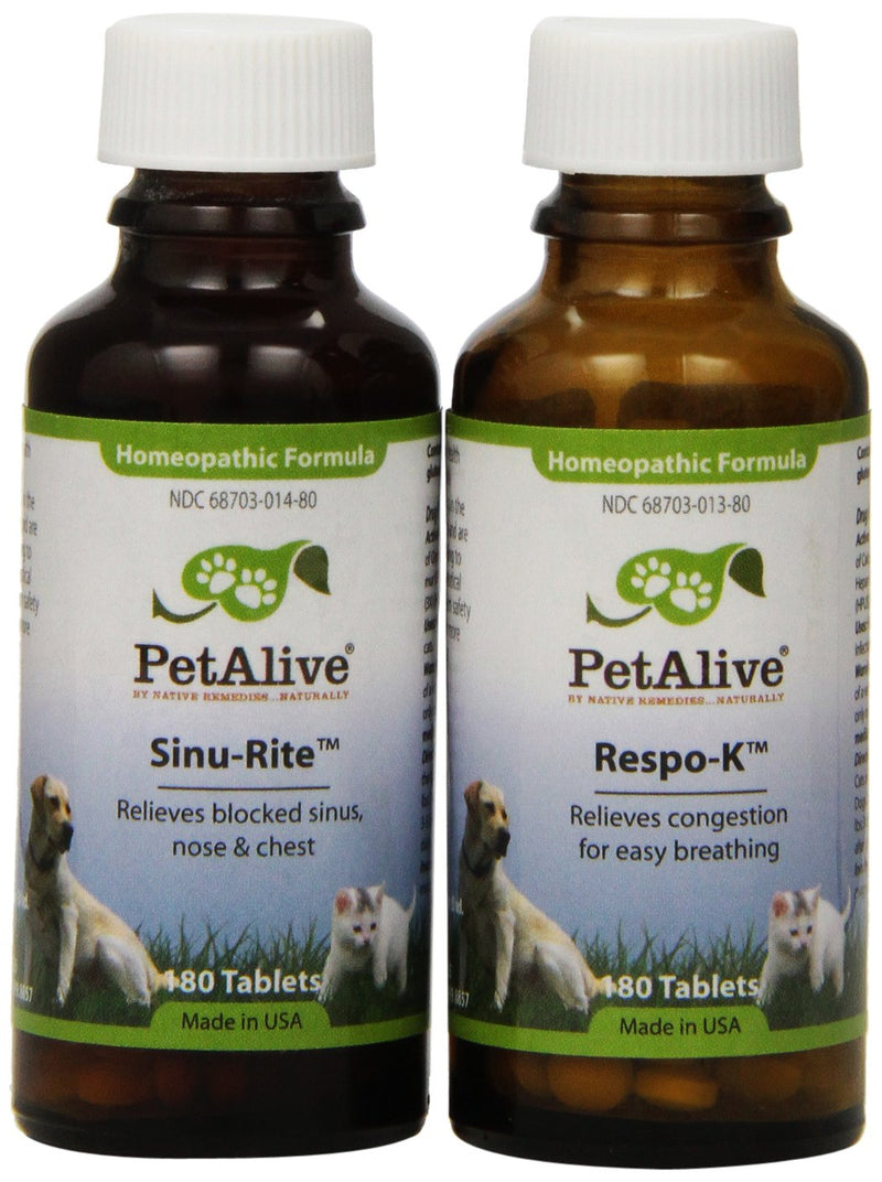 PetAlive Respiratory ComboPack for Pets - All Natural Homeopathic Remedies Relieve Symptoms of Blocked Sinuses, Colds, and Respiratory Irritation in Cats and Dogs - BeesActive Australia