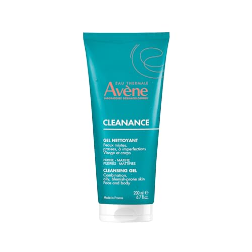 Avène Cleanance Cleansing Gel Soap Free Cleanser for Acne Prone, Oily, Face & Body, Alcohol-Free 6.7 Fl Oz (Pack of 1)