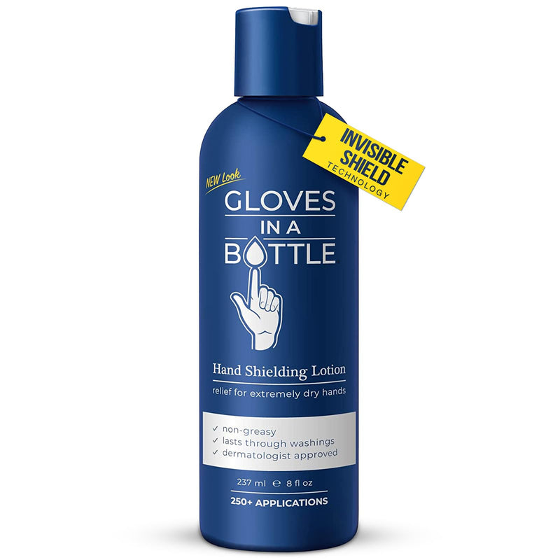 Gloves In A Bottle Shielding Lotion – Long-Lasting Barrier Moisturizer for Dry, Cracked Hands & Sensitive Skin | Non-Greasy, Fragrance Free Lotion | Safe for Men, Women & Babies 6 Months+ | 8 oz Pack count 1