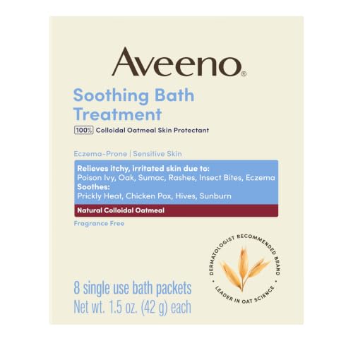 Aveeno Soothing Bath Treatment for Eczema, Colloidal Oatmeal, 8 ct 1.47 Ounce (Pack of 1)