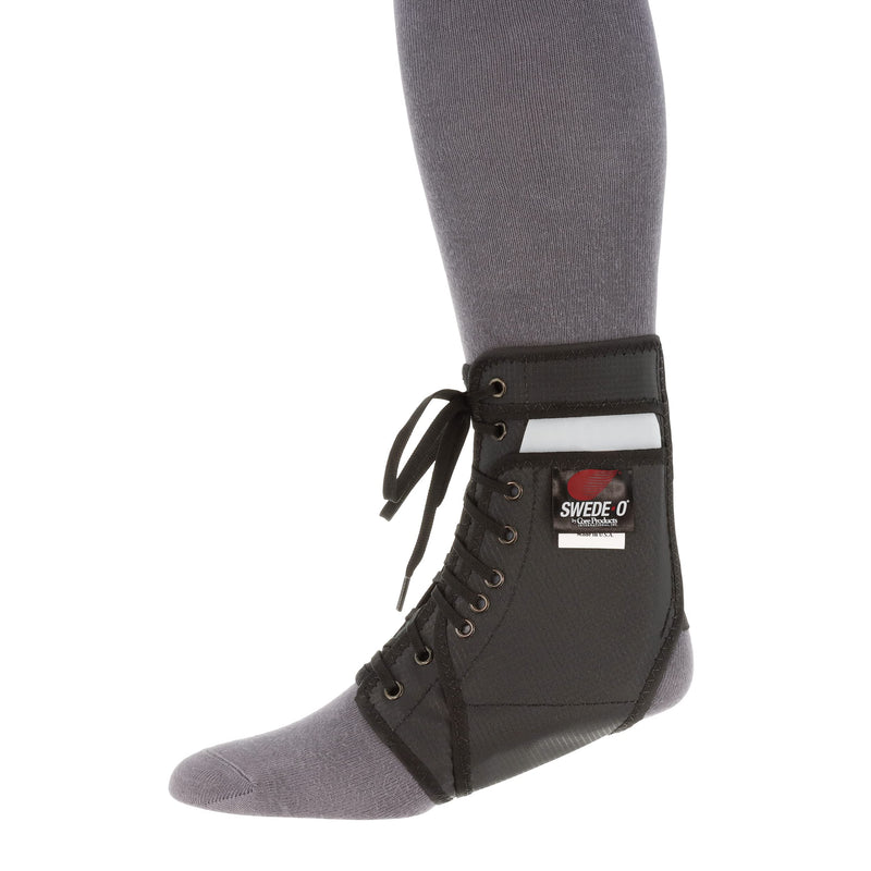 Swede-O Ankle Lok Reinforced Laced Ankle Brace with Stays, High Support for Sports, Black, Large Large (Pack of 1)