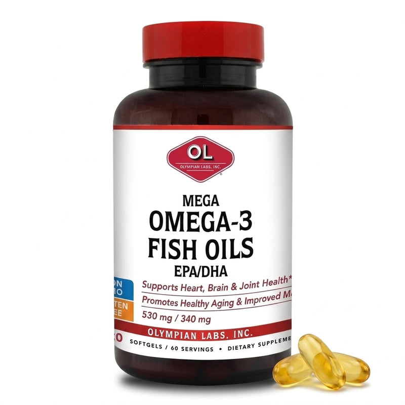 Olympian Labs Mega Omega 3 Fish Oils, 60 sevings,3148 1000mg 60 Count (Pack of 1)
