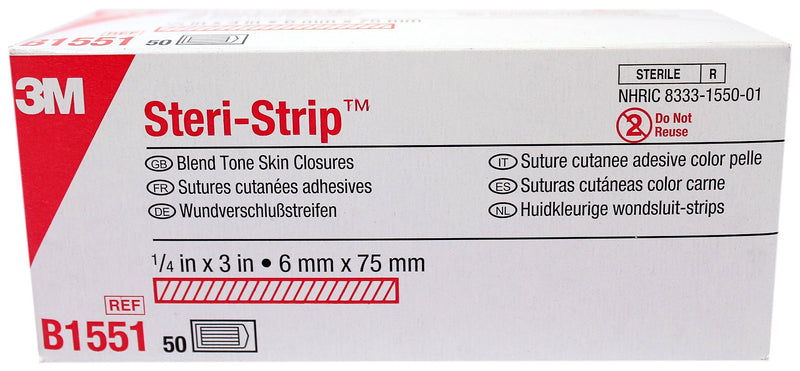 3M Steri-Strip Blend Tone Skin Closure 1/4" x 3" Box: 50 50 Count (Pack of 1)