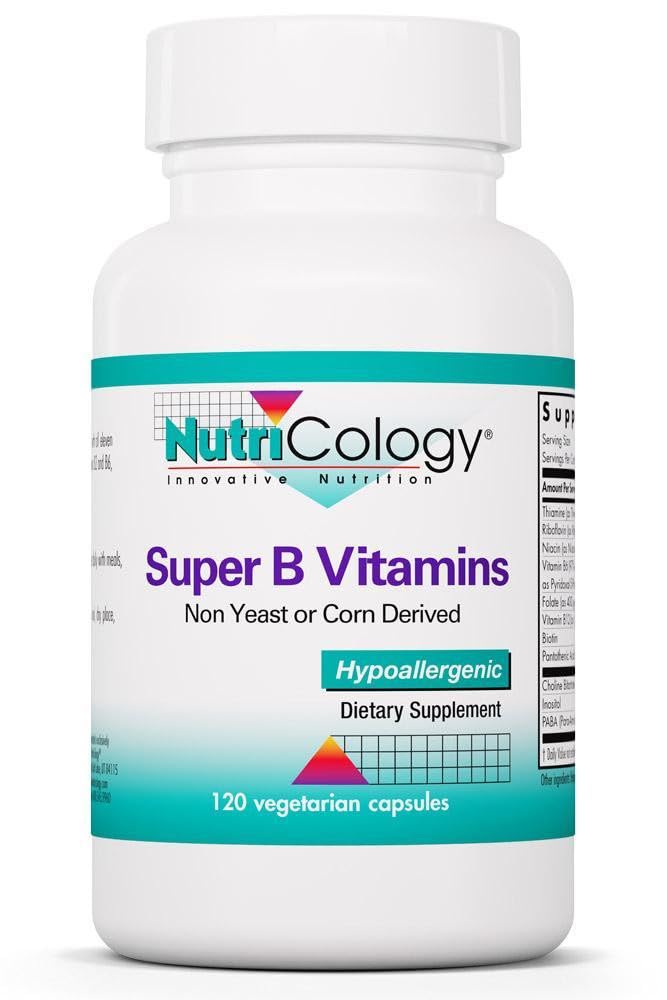 NutriCology Super B Vitamins Complete Complex, 120 Capsules | Hypoallergenic Complete B-Vitamin Complex for Energy and Metabolic Support, 60 Servings