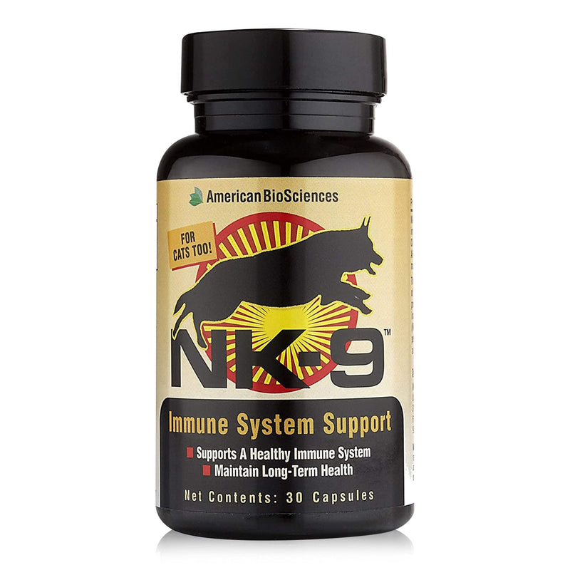 NK-9, AHCC Supplement for Dogs & Cats - Dietary Supplement to Support Immune System - Made for Pet's Immune Defenses - 30 Capsules, 250mg/capsule - PawsPlanet Australia