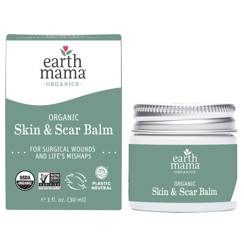 Earth Mama Organic Skin & Scar Balm |C-Section Recovery Skin Care, Pregnancy Stretch Mark Scar Cream with Organic Jojoba Oil, Tamanu Oil & Gotu Kola 1 Fl Oz (Pack of 1) - BeesActive Australia