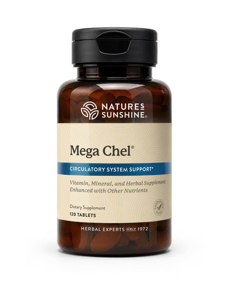 Nature's Sunshine Mega-Chel, 120 Tablets, Complete Vitamin with Powerful Antioxidants, Herbs, Vitamins, Minerals, and Amino Acids That Support The Circulatory System 120 Count (Pack of 1)