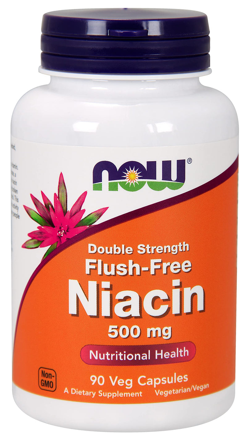 NOW Foods Flush Free Niacin Double Strength 640mg, 90 vcaps (Pack of 2)