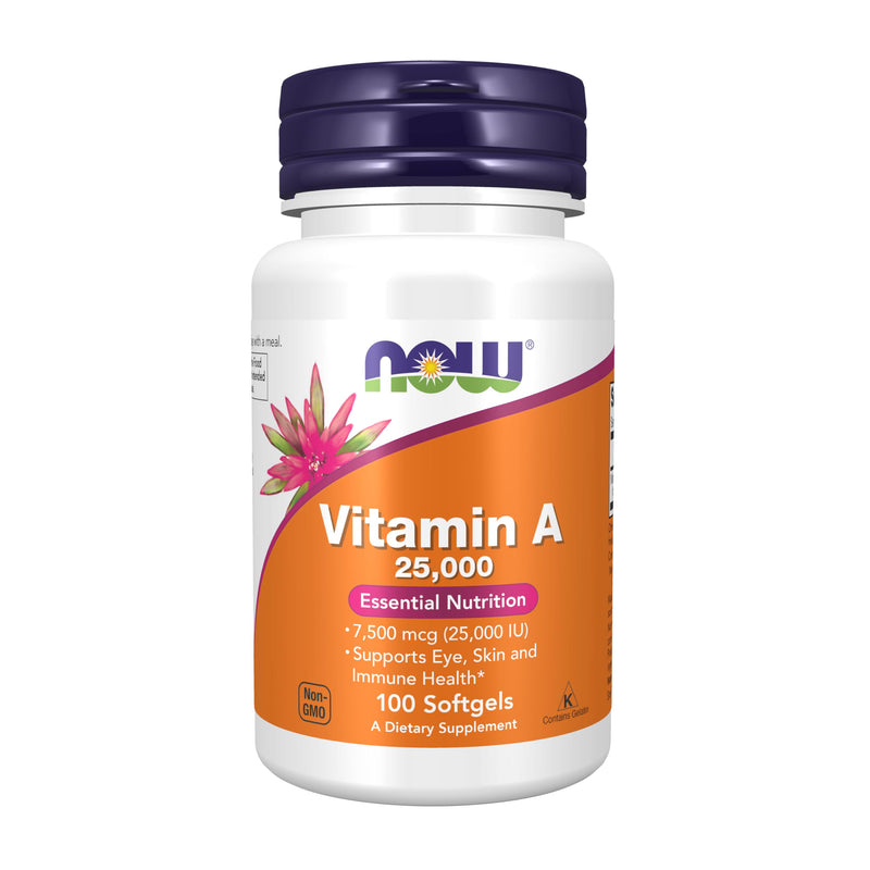 NOW Foods Vitamin A 25000 IU, 100 Sgels (Pack of 2) 100 Count (Pack of 2)