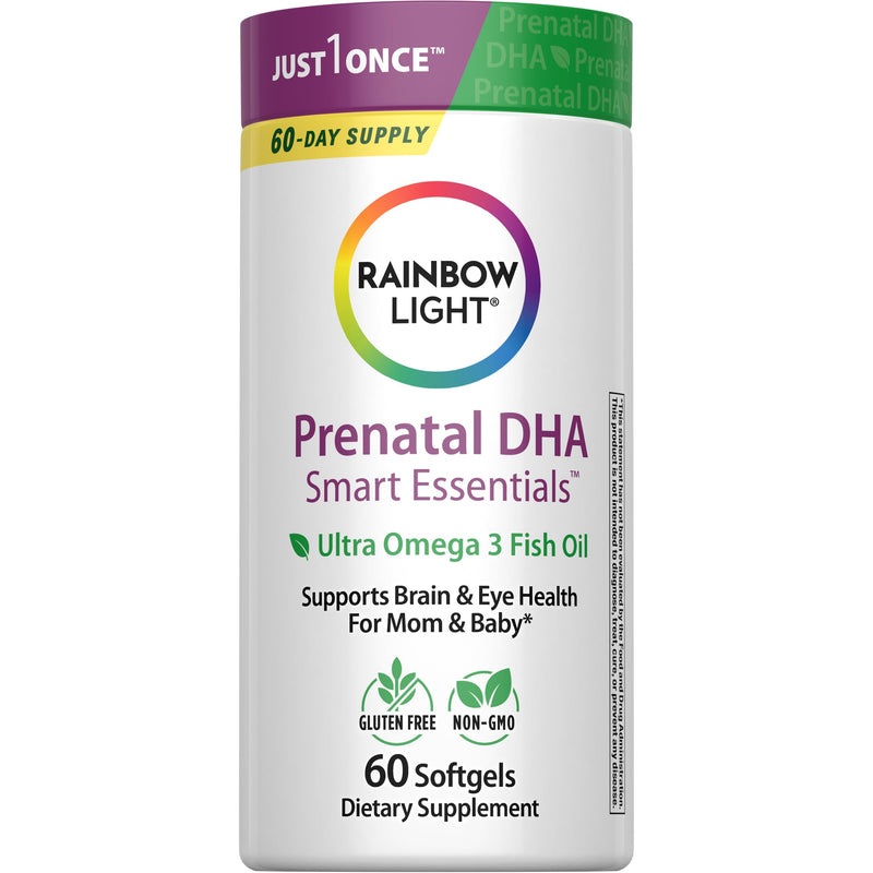 Rainbow Light Prenatal DHA Vitamins for Women | 60 Softgels | Omega 3 Fish Oil (DHA & EPA) | Supports Mom & Baby’s Health from Conception to Nursing Unflavored 60 Count (Pack of 1)