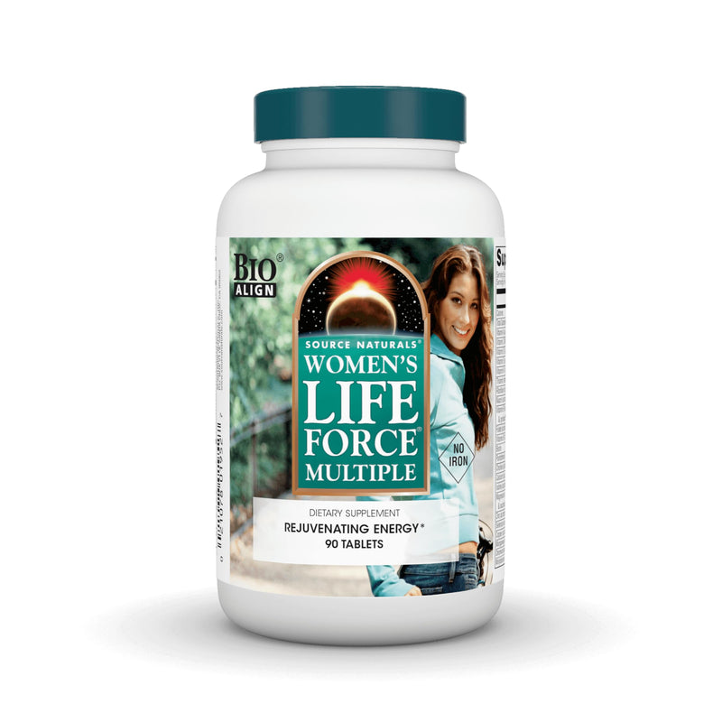 Source Naturals Women's Life Force Multiple Iron Free - Daily Complete Multivitamin 13 Essential Vitamins, Antioxidants, Herbs, Nutrients & Minerals - Enhanced Energy & Immune Boost - 90 Tablets 90 Count (Pack of 1)