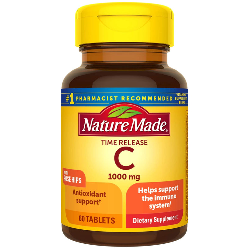 Nature Made Vitamin C 1000 mg Time Release Tablets with Rose Hips, 60 Count to Help Support the Immune System 60 Count (Pack of 1)