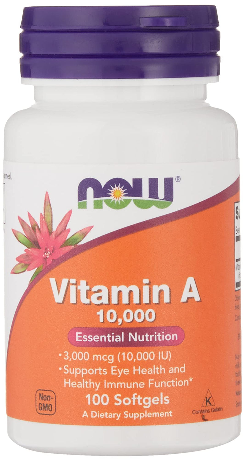 Now Foods, Vitamin A, 10,000 IU, 100 Softgels 1 Count (Pack of 1)